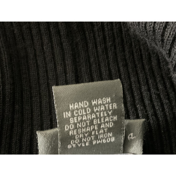 Dots Sweater Womens Medium Black Cowl Neck Pullover Ribbed Knit Long Sleeve Chic - Picture 8 of 8